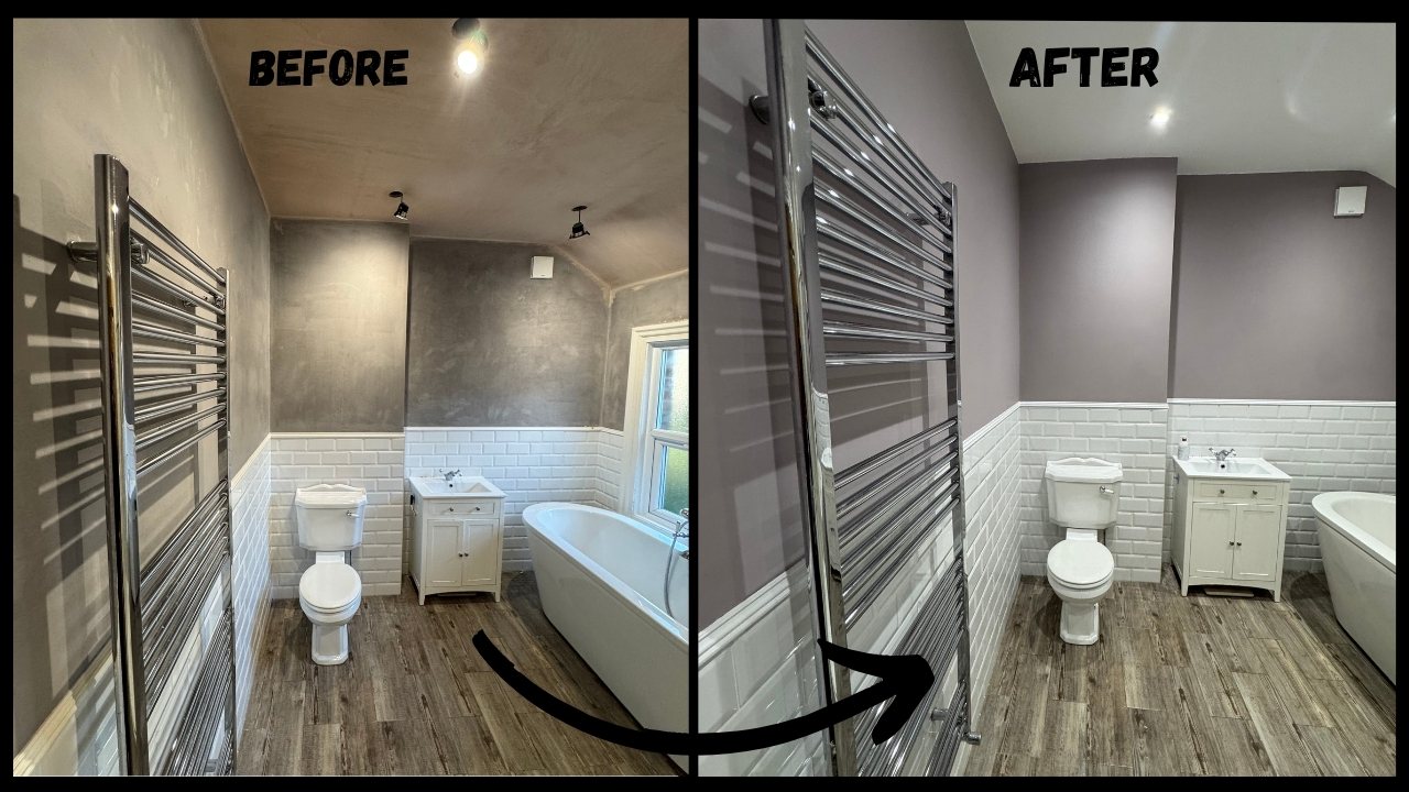 Bathroom, second view: before and after
