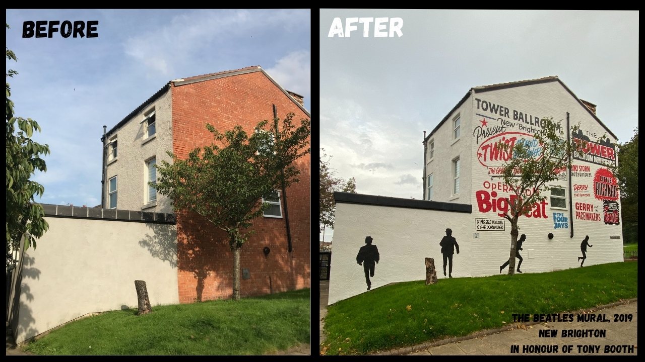 The Beatles mural, New Brighton: before and after