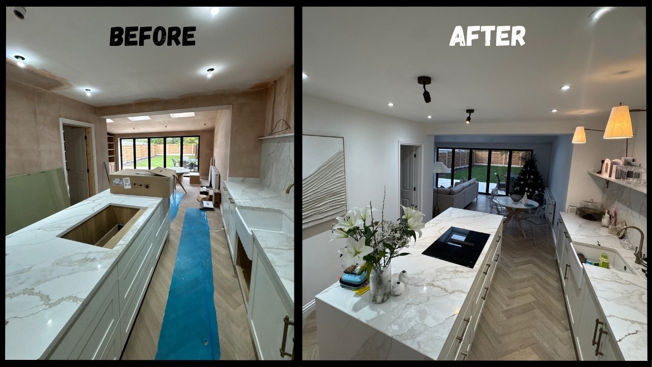 Kitchen extension: before and after